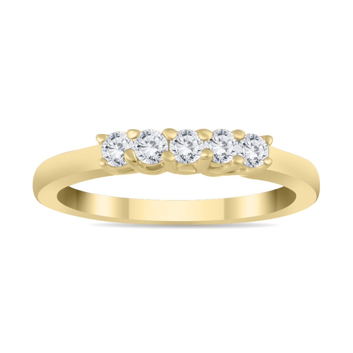1/4 Carat TW Five Stone Diamond Wedding Band in 14K Yellow Gold