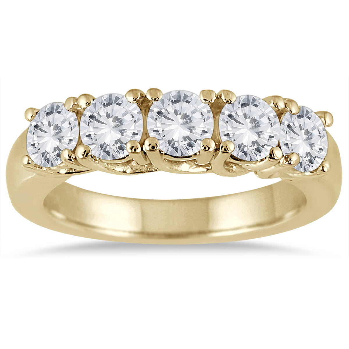 2 Carat TW Five Stone Diamond Wedding Band in 14K Yellow Gold