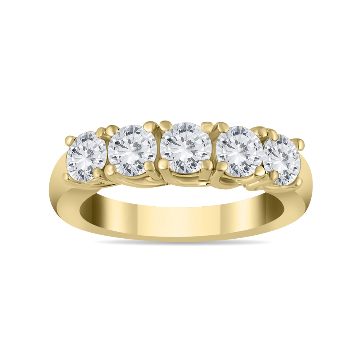 2 Carat TW Five Stone Diamond Wedding Band in 14K Yellow Gold