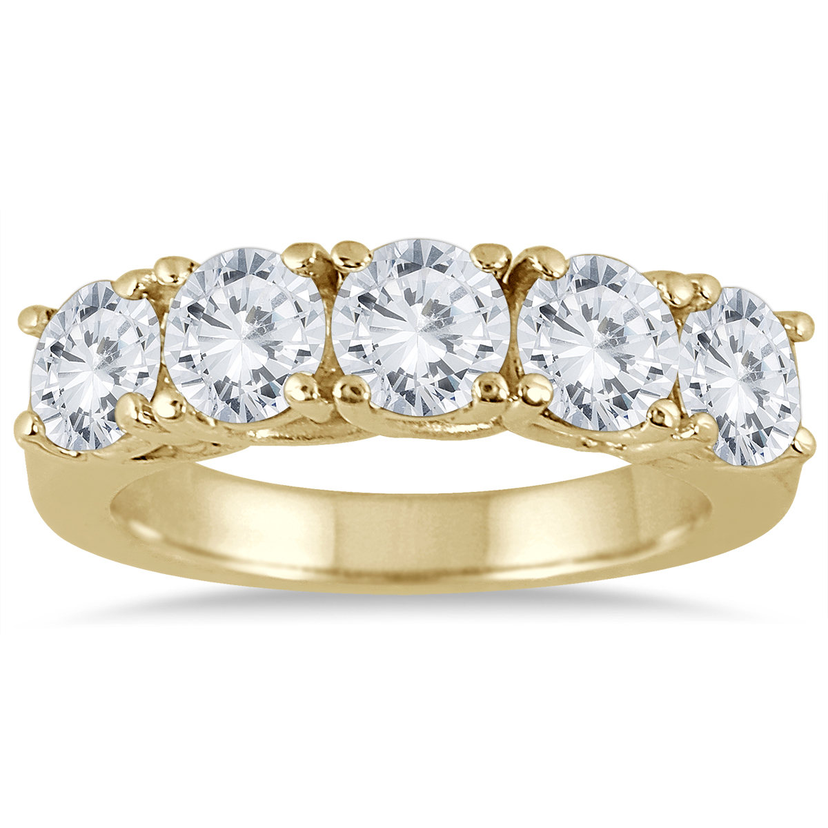 2 1/2 Carat TW Five Stone Diamond Wedding Band in 14K Yellow Gold