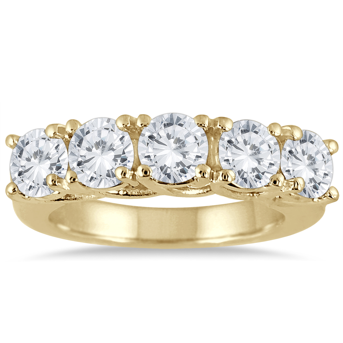 3 Carat TW Five Stone Diamond Wedding Band in 14K Yellow Gold