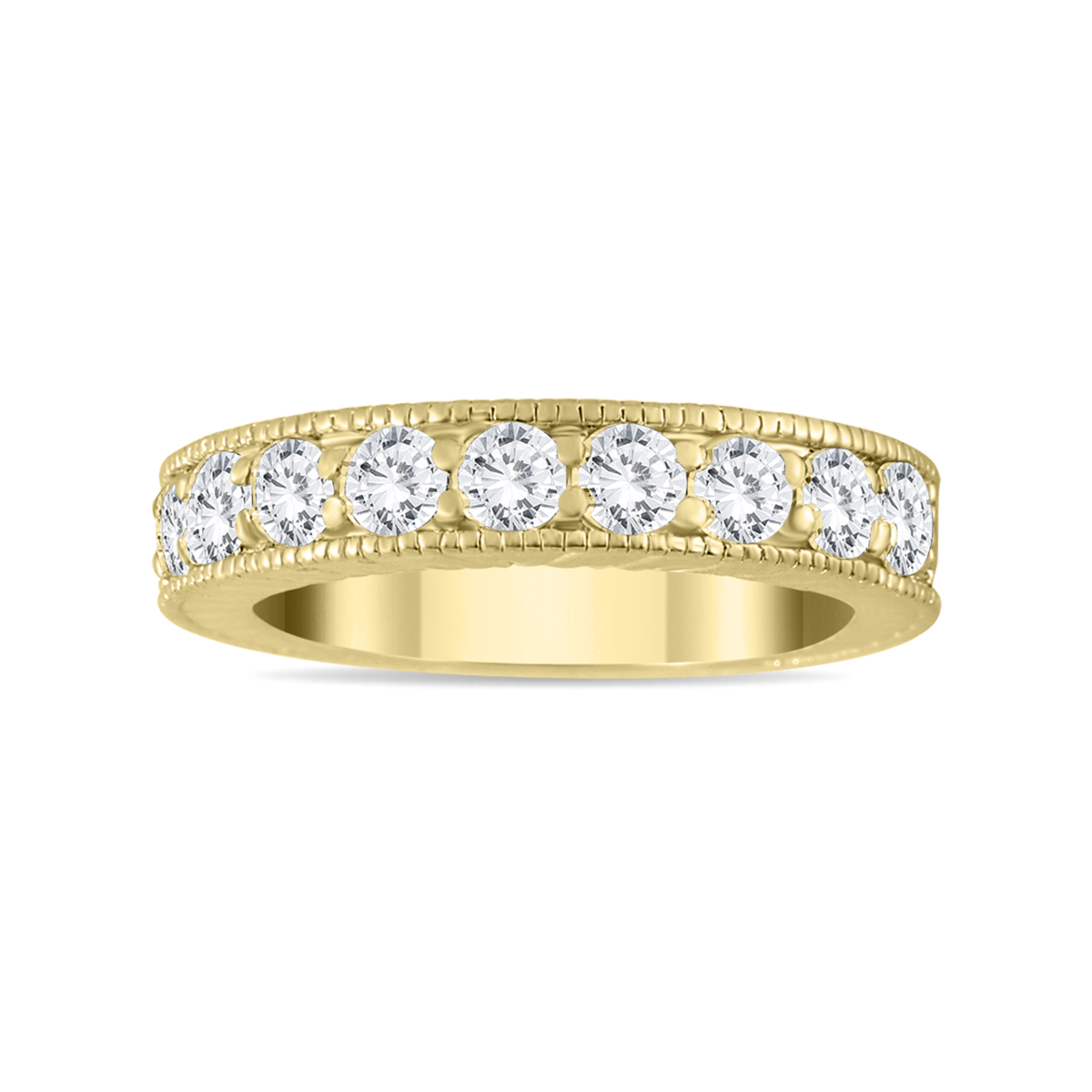 Image of 1 Carat TW Diamond Engraved Antique Ring in 10K Yellow Gold