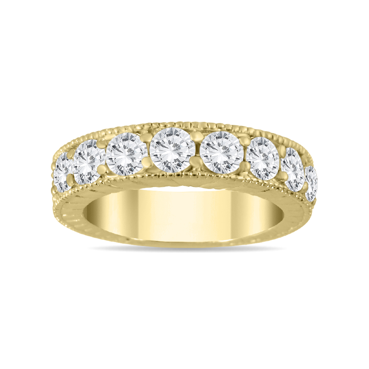 Image of 1 1/2 Carat TW Diamond Engraved Antique Ring in 10K Yellow Gold