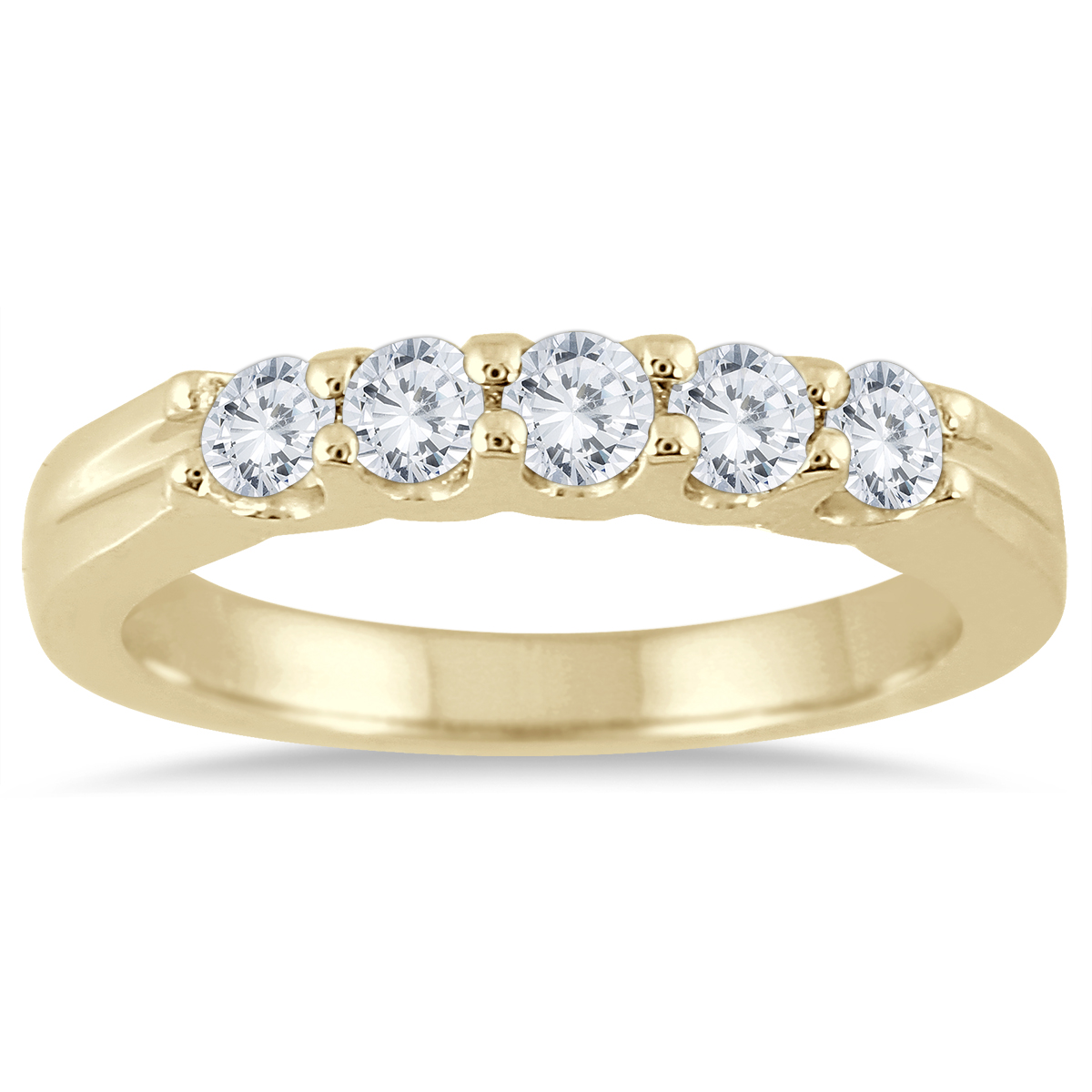 1/2 Carat TW Five Stone Diamond Wedding Band in 14K Yellow Gold