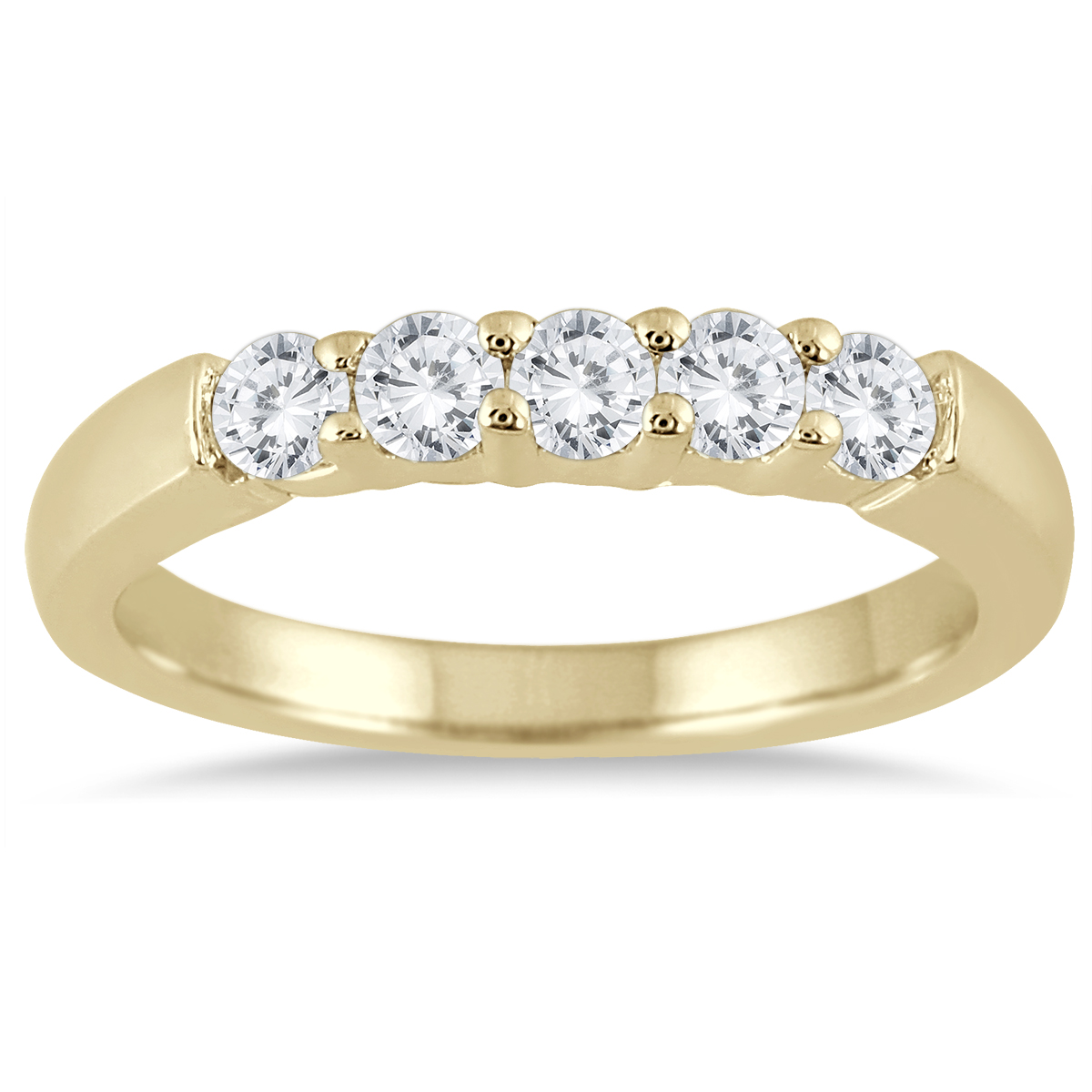1/2 Carat TW Five Stone Diamond Wedding Band in 10K Yellow Gold