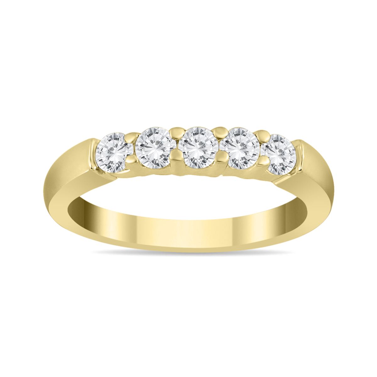1/2 Carat TW Five Stone Diamond Wedding Band in 10K Yellow Gold