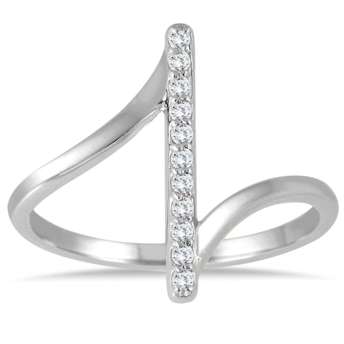 1/8 Carat TW Diamond Bar Ring in 14K White Gold