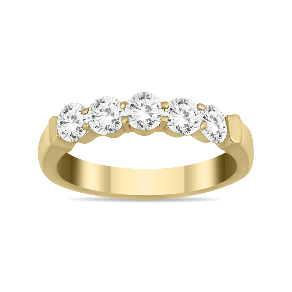 1 Carat TW Five Stone Diamond Wedding Band in 14K Yellow Gold