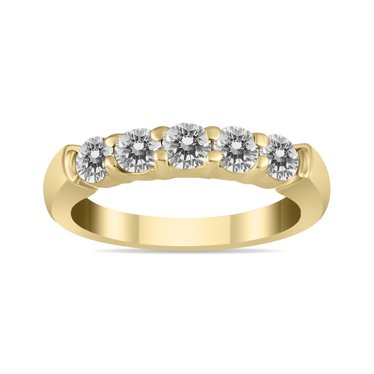 3/4 Carat TW Five Stone Diamond Wedding Band in 14K Yellow Gold