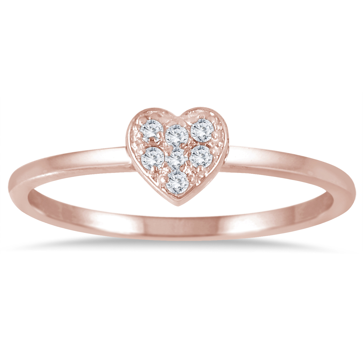 Stackable Diamond Heart Ring in 14K Pink Gold