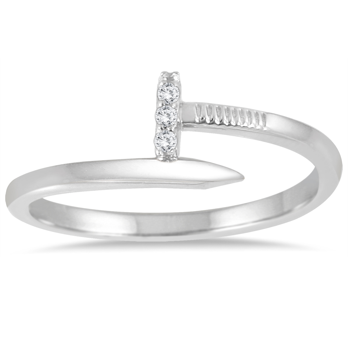 Diamond Accent Screw Ring in 14K White Gold