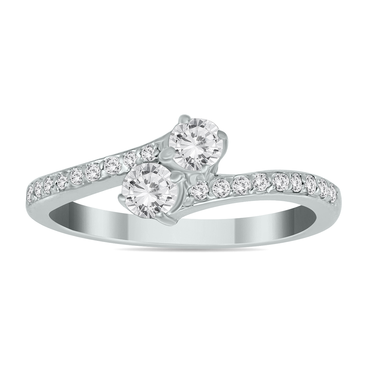 1/2 Carat TW Women Two Stone Diamond Ring in 14K White Gold