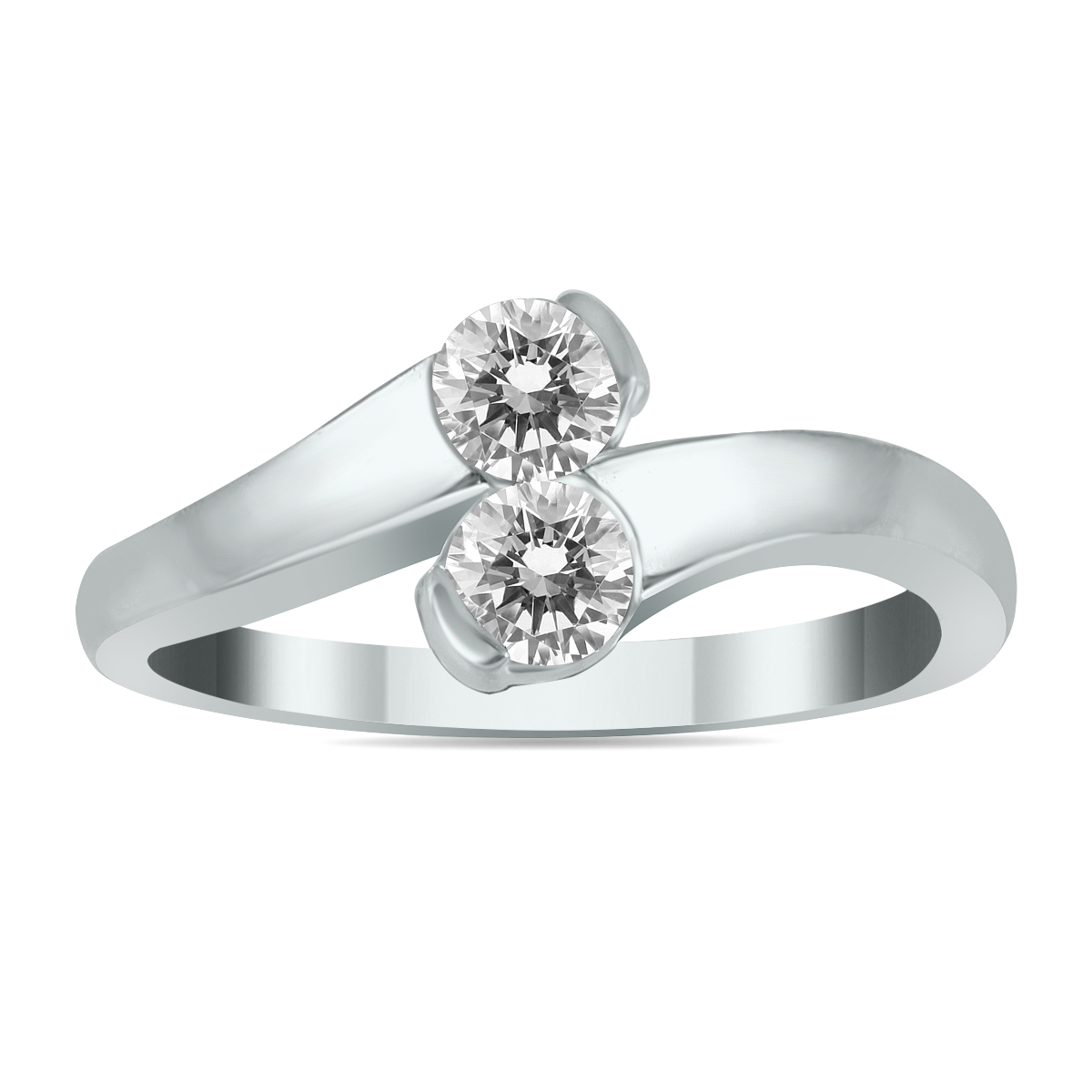 1/2 Carat TW Natural Diamond Unity Ring in 14K White Gold