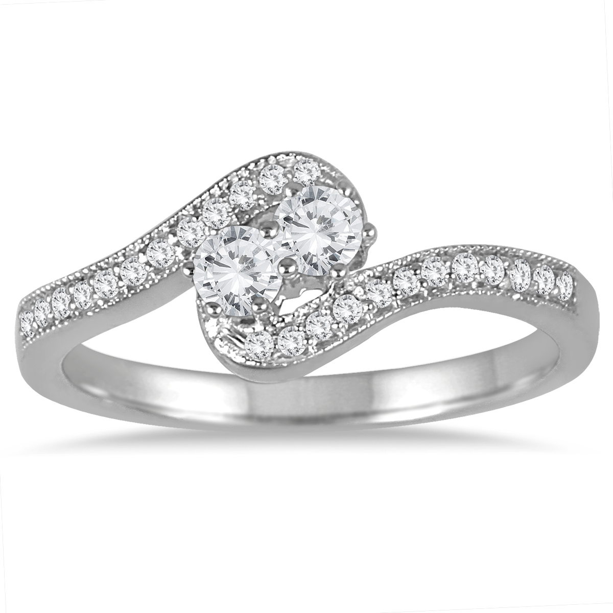 1/4 Carat TW Two Stone Ring in 10K White Gold