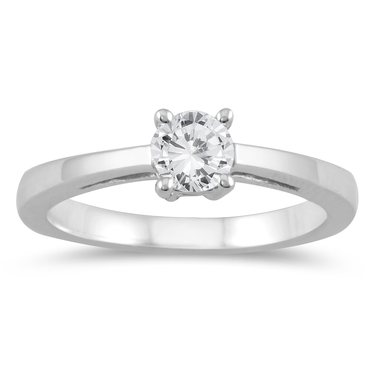1/2 Carat Classic Diamond Solitaire Ring in 10K White Gold
