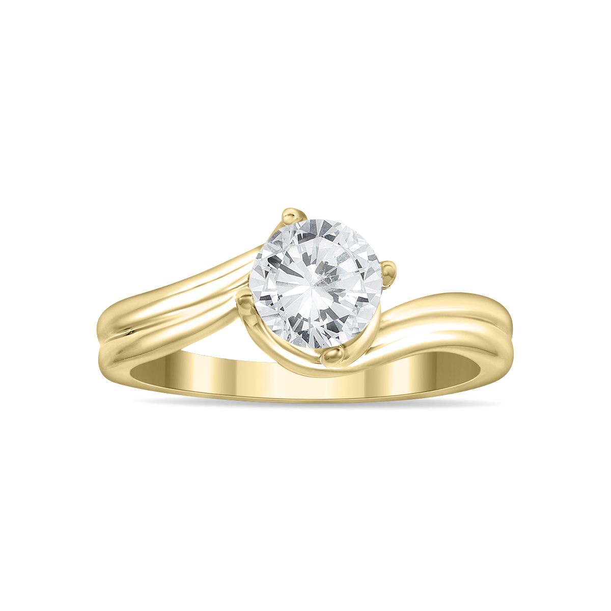 Certified 1 Carat Diamond Solitaire Ring in 14K Yellow Gold (H-I Color, I1-I2 Clarity)