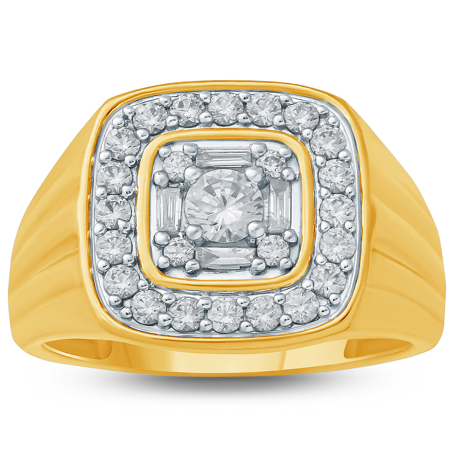 1 1/6 Carat TW Mens Diamond Ring in 10K Yellow Gold