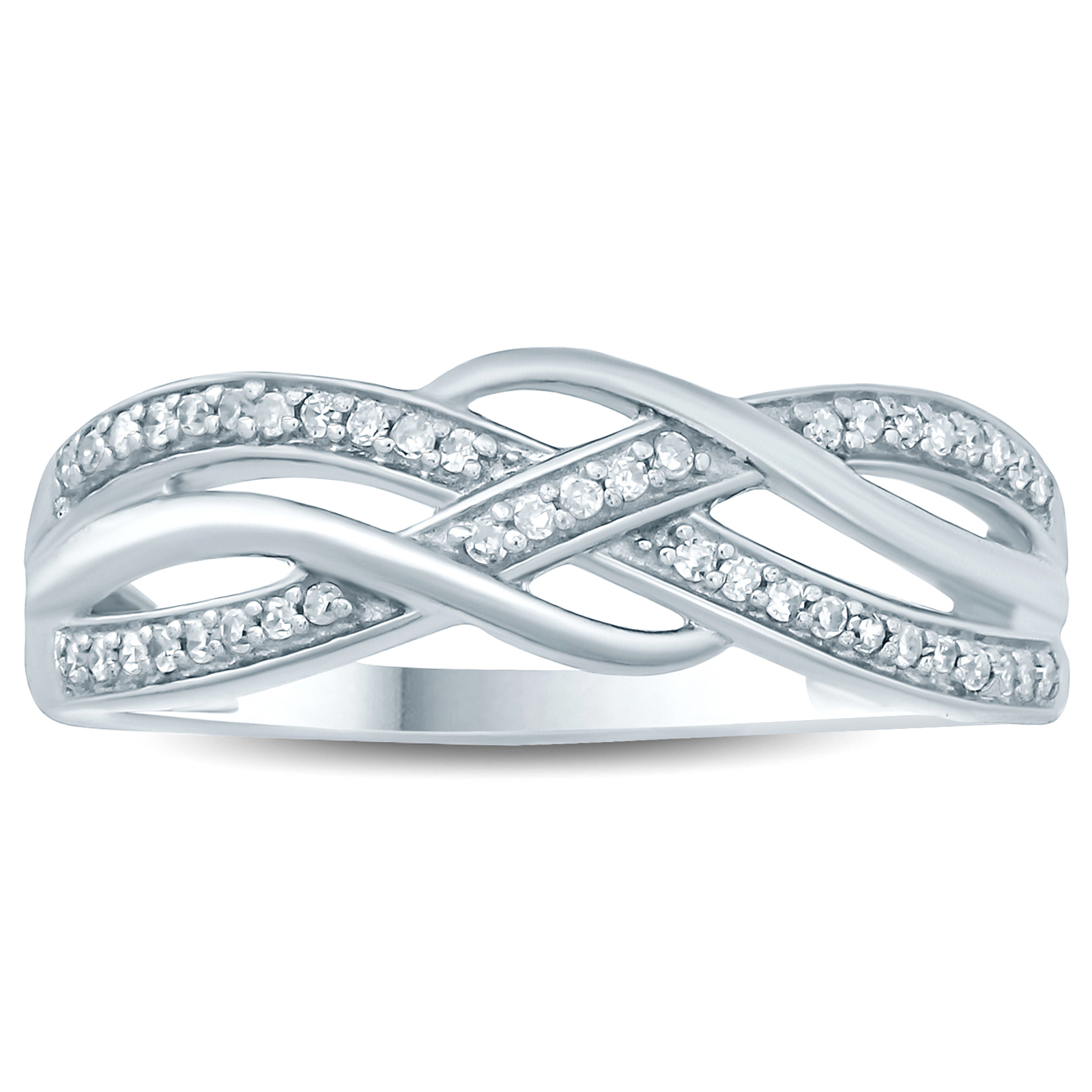 1/10 Carat TW Braided Diamond Fashion Ring 10K White Gold