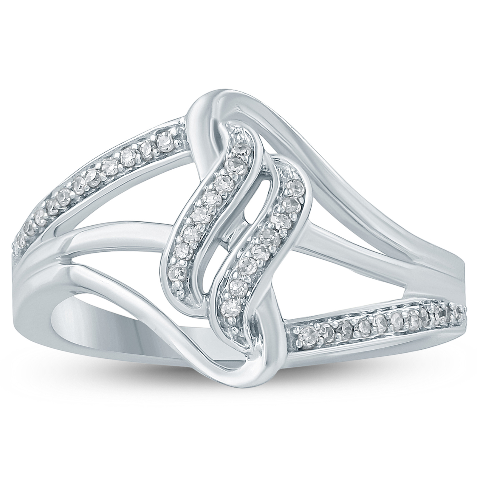 1/10 Carat TW Diamond Wave Ring 10K White Gold