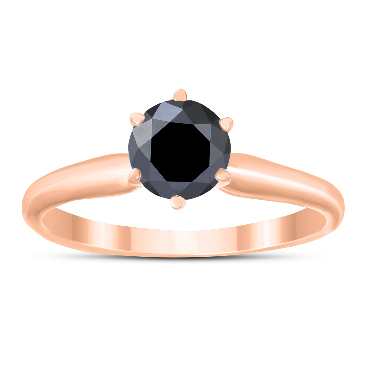 1/2 Carat Round Black Diamond Solitaire Ring in 14K Rose Gold