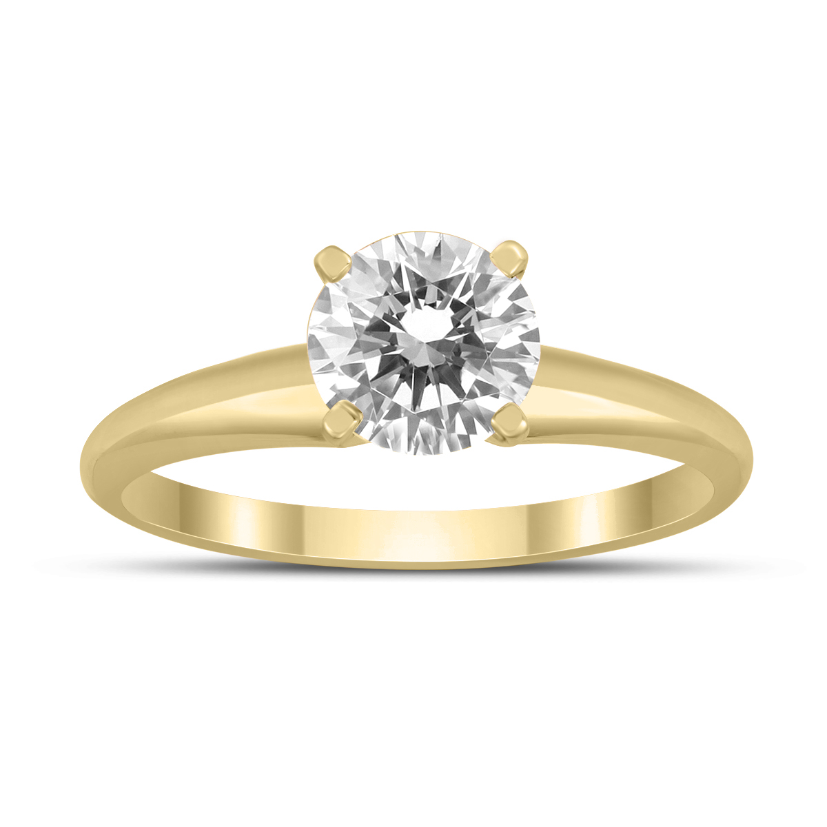 Image of AGS Certified 1 Carat Diamond Solitaire Ring in 14K Yellow Gold (I-J Color I2-I3 Clarity)