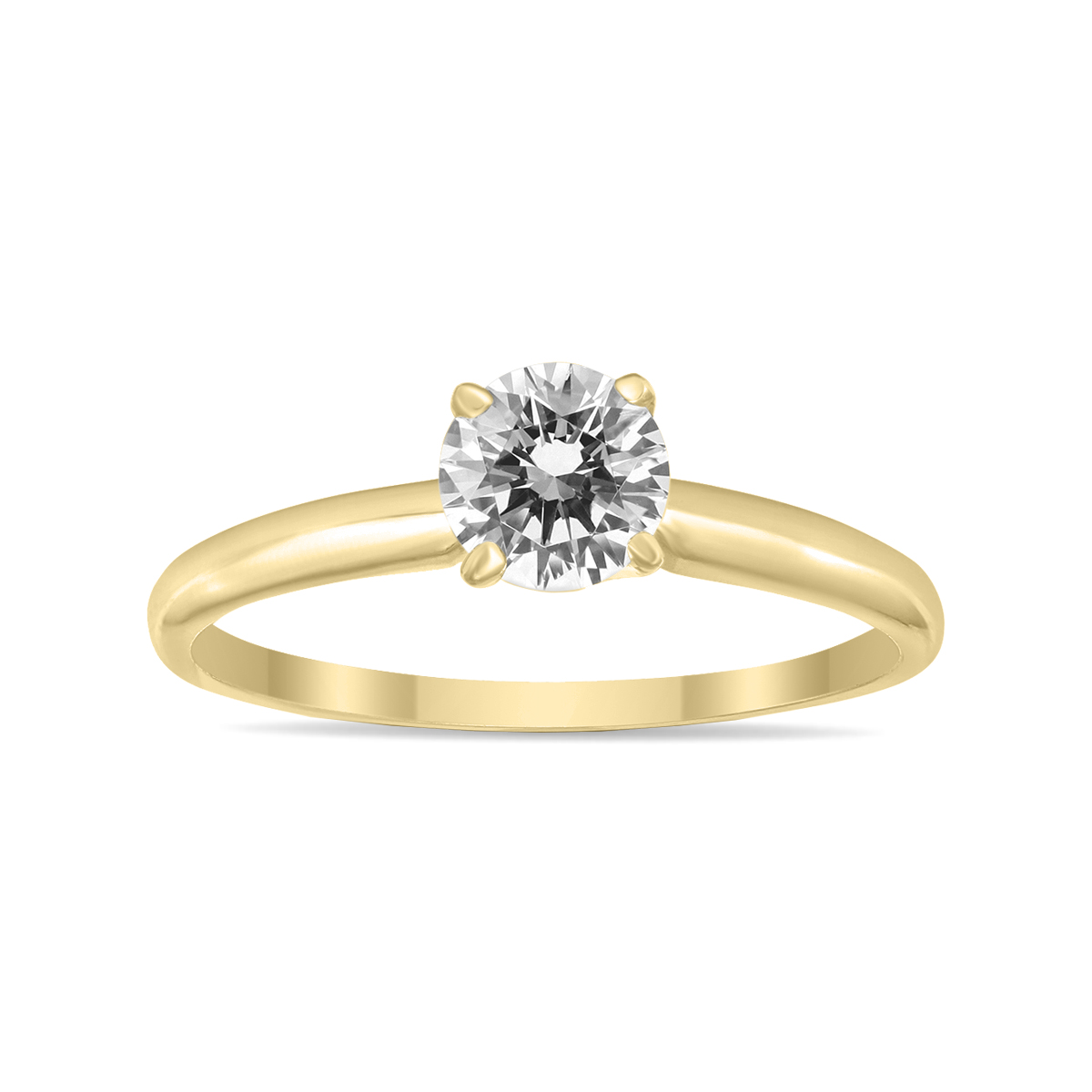 Certified (J-K Color, SI1-SI2 Clarity) 1/4 Carat Round Diamond Solitaire Ring in 14K Yellow Gold