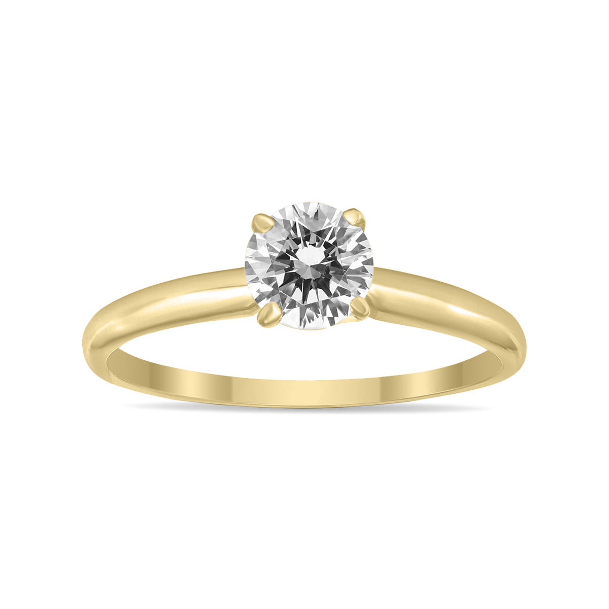 Certified (J-K Color, SI1-SI2 Clarity) 1/3 Carat Round Diamond Solitaire Ring in 14K Yellow Gold