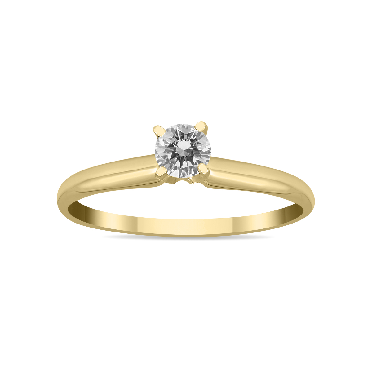 Certified 1/3 Carat Round Diamond Solitaire Ring in 14K Yellow Gold (H-I Color, SI1-SI2 Clarity)