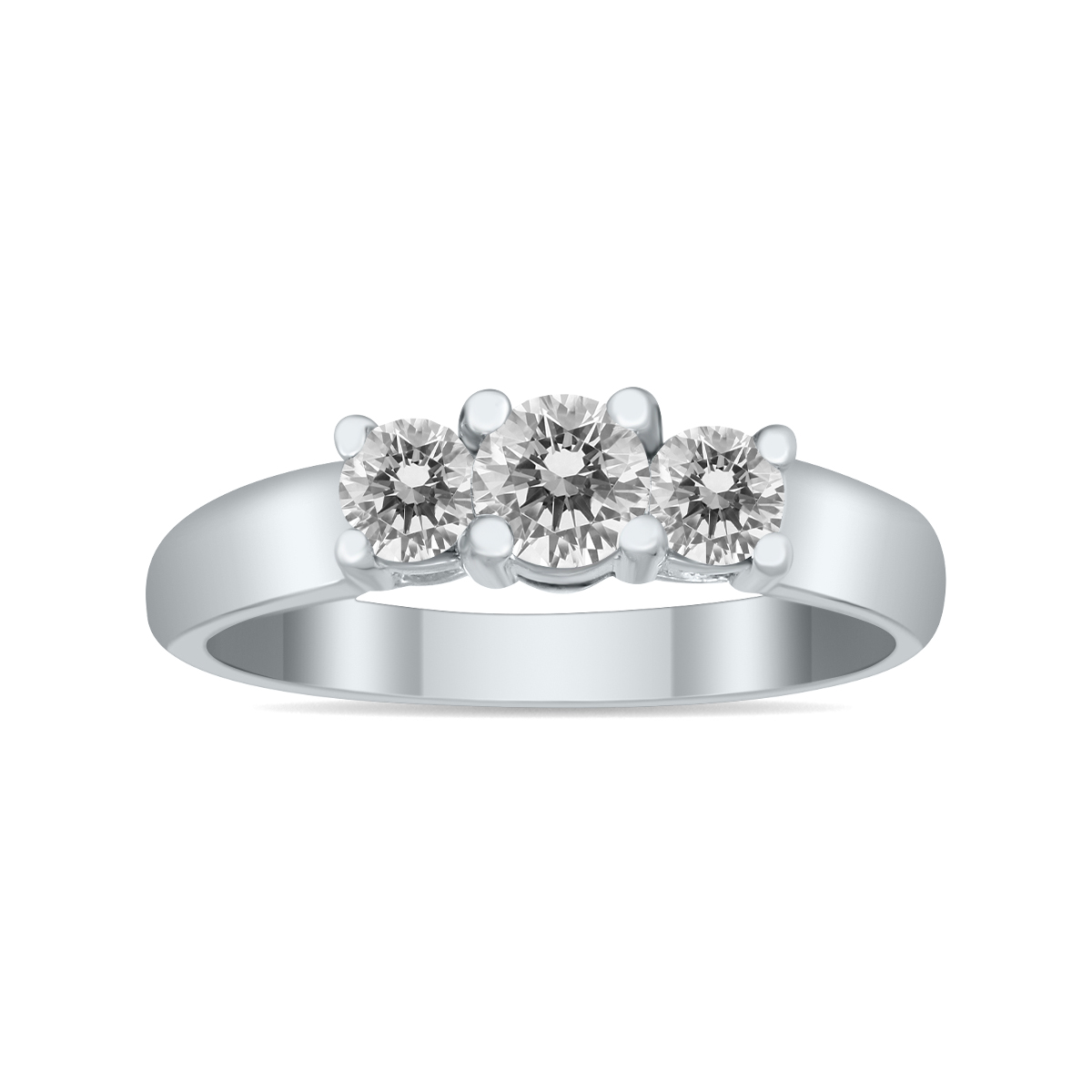 Certified 3/4 Carat TW Three Stone Diamond Ring in 10K White Gold