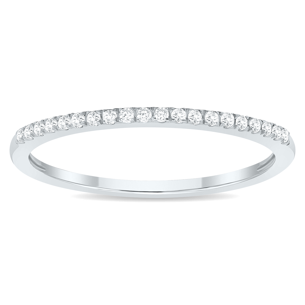 Women's 1/10 Carat TW Thin Diamond Wedding Band in 10K White Gold