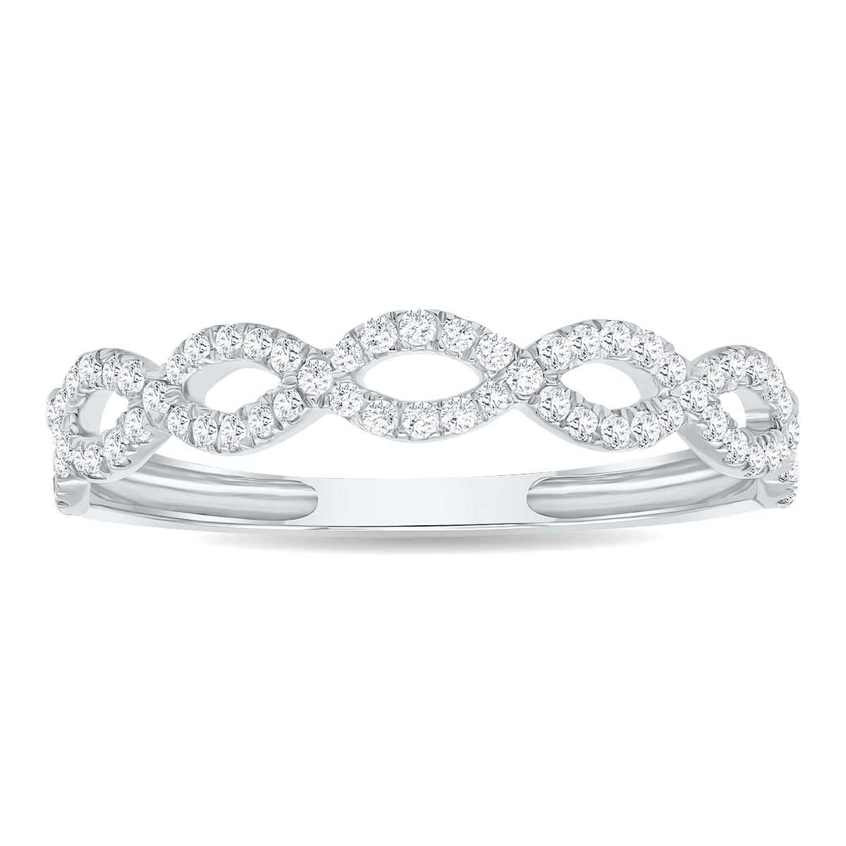 Women's 1/4 Carat TW 3mm Double Row Twisted Diamond Wedding Band in 10K White Gold