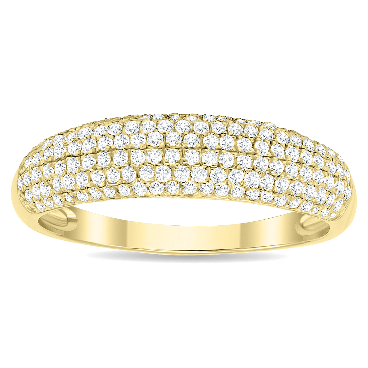 Women's 1/2 Carat TW Round Diamond Pave Set Wedding Anniversary Band in 10K Yellow Gold