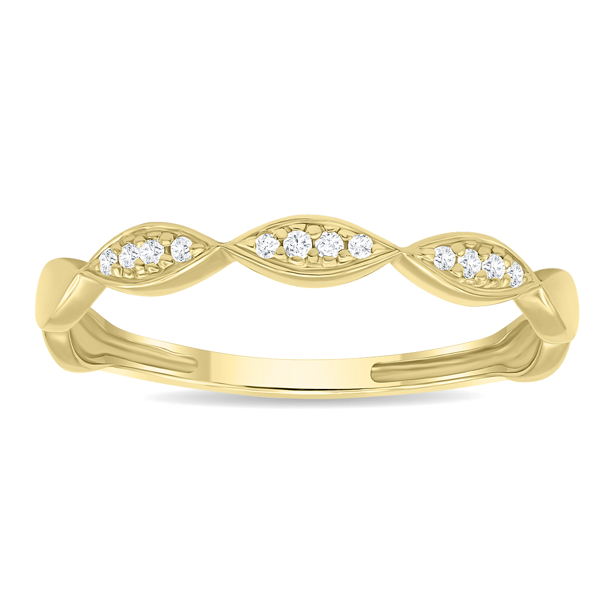 Women's Dainty Thin Diamond Wedding Stackable Band in 10K Yellow Gold