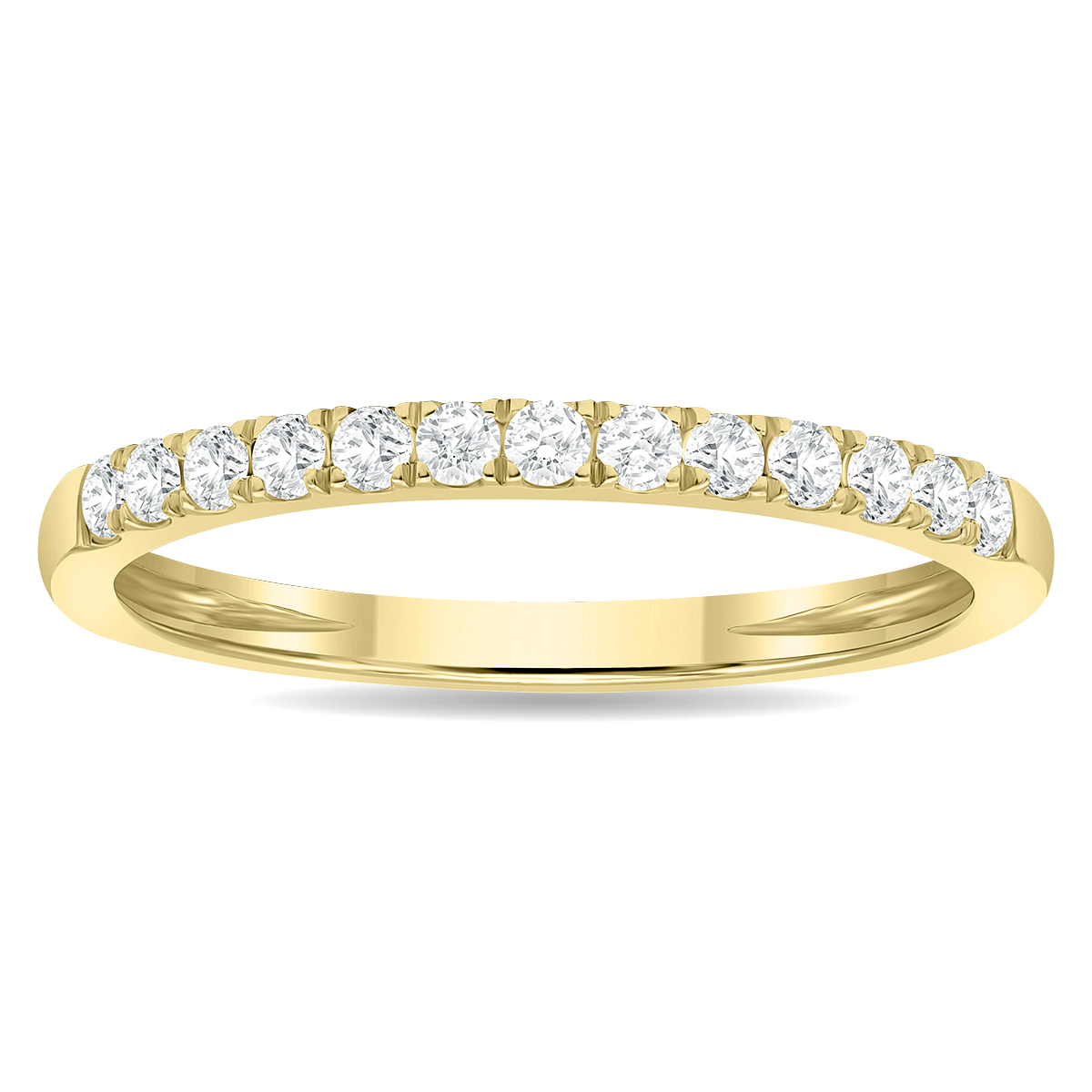 1/4 Carat TW 2MM Round Diamond Wedding Band in 10K Yellow Gold