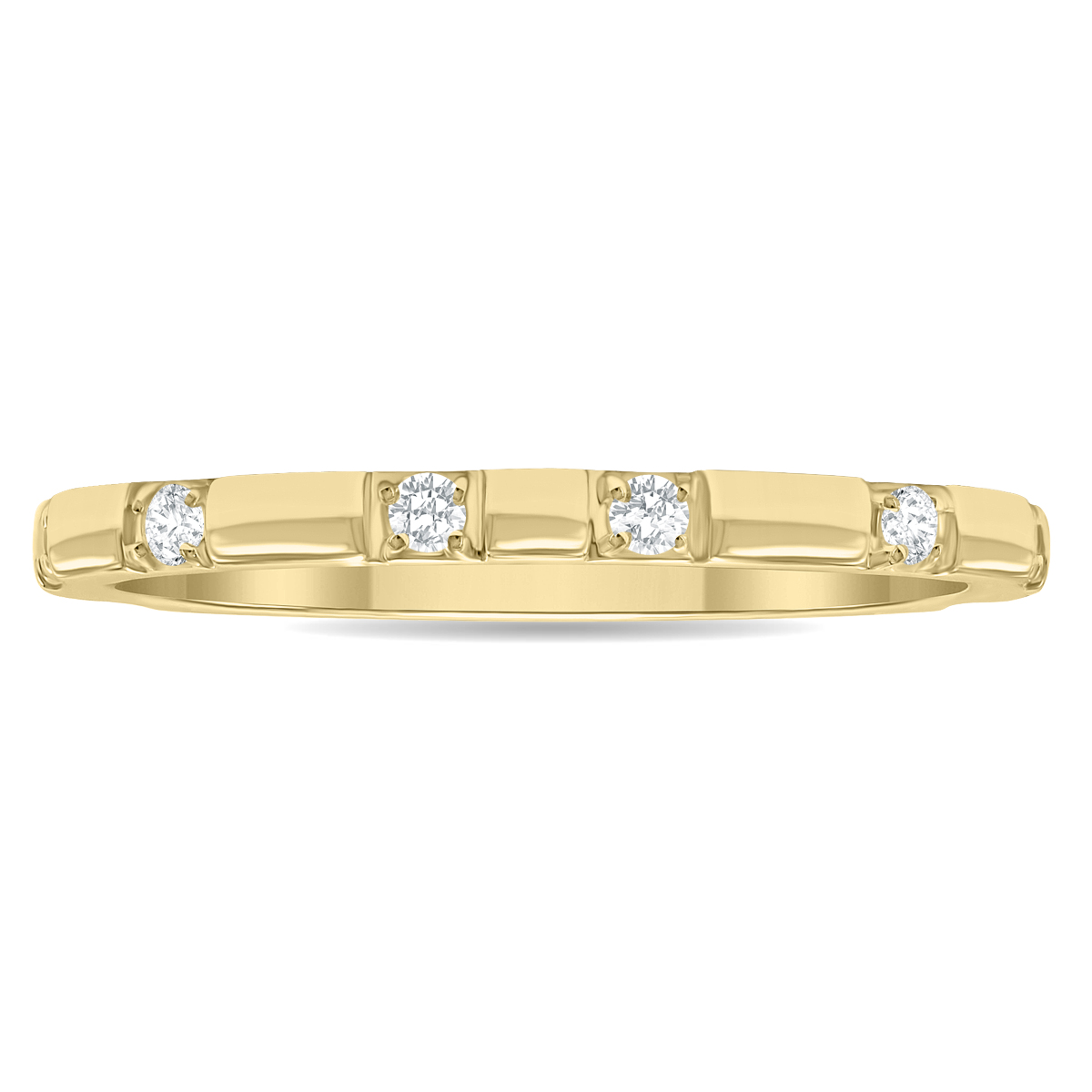 Women's 1/10 Carat TW Thin Diamond Wedding or Fashion Band in 10K Yellow Gold