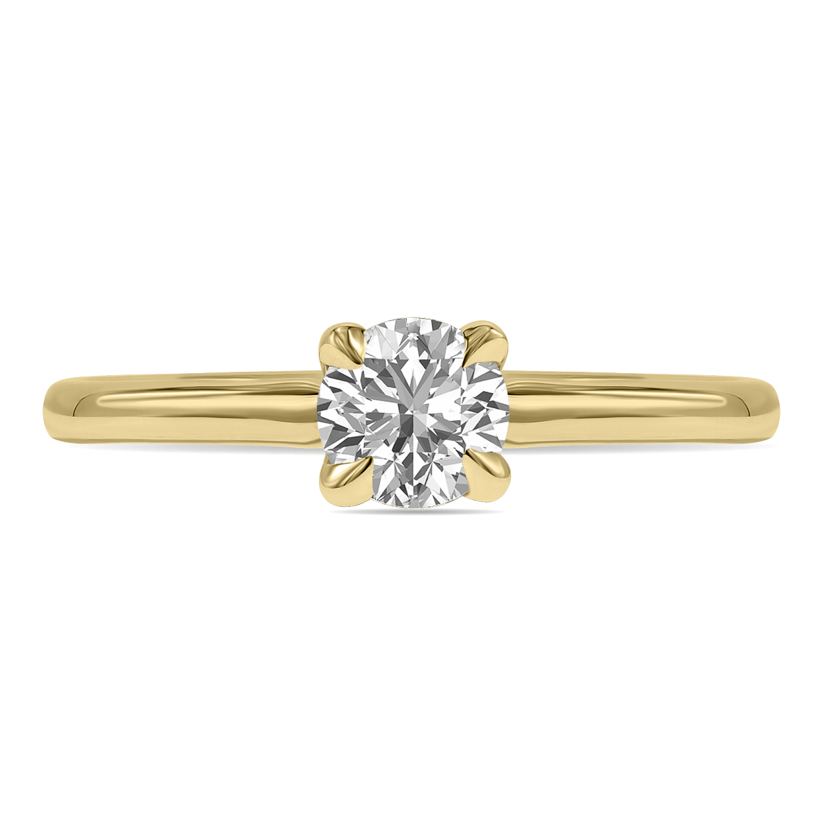 Lab Grown 1/2 Carat Diamond Solitaire Ring in 14K Yellow Gold (F-G Color, VVS1-VVS2 Clarity)