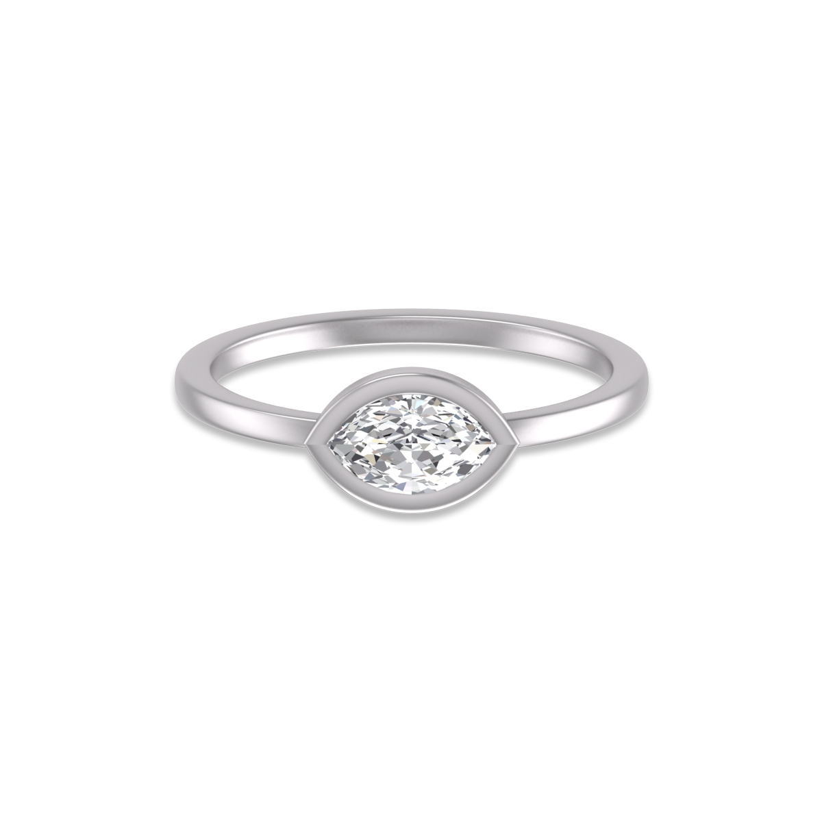 Lab Grown 1/2 Carat Marquise Bezel Solitaire Diamond Ring in 14K White Gold
