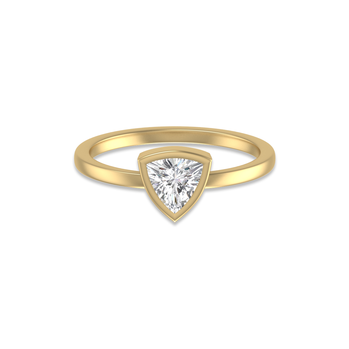 Lab Grown 1/2 Carat Trillion Bezel Solitaire Diamond Ring in 14K Yellow Gold