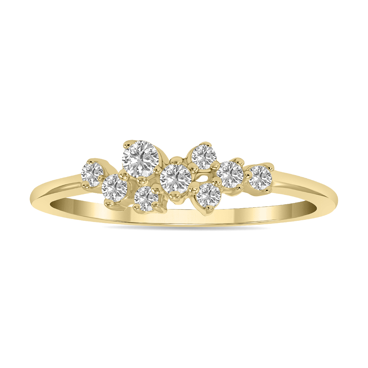 1/4 CTW Lab Grown Diamond Clustered Ring in 10K Yellow Gold (F-G Color, VS1- VS2 Clarity)