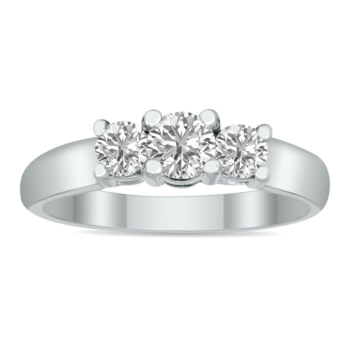 3/4 CTW Three Stone Lab Grown Diamond Ring in 14K White Gold