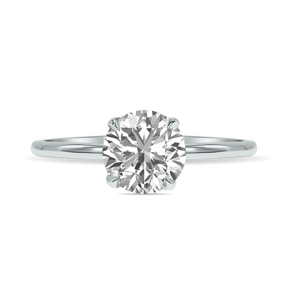 Lab Grown 2 Carat Diamond Solitaire Ring in 14K White Gold
