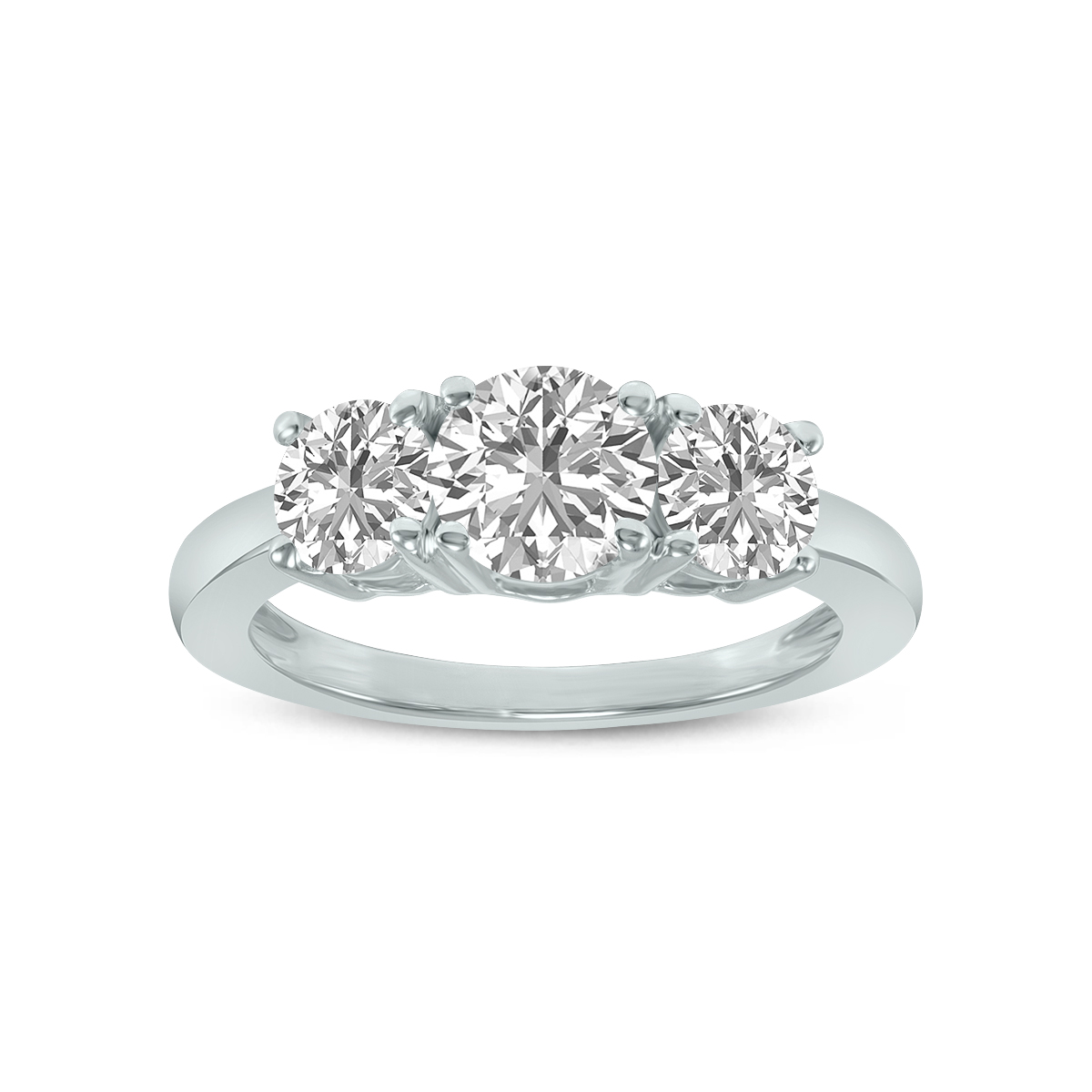 4 CTW Three Stone Round Cut Lab Grown Diamond Ring in 14K White Gold