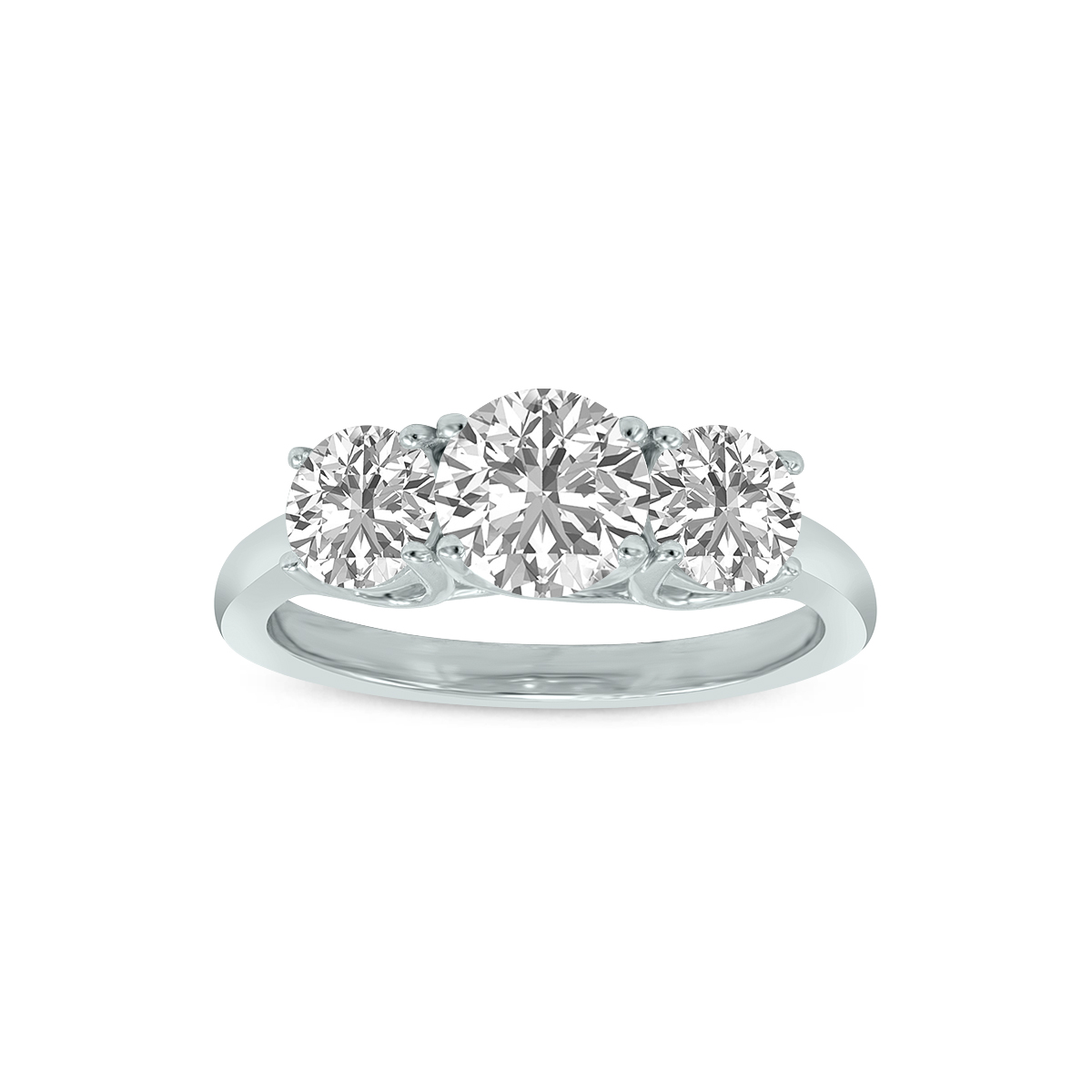 2 Carat TW Three Stone Lab Grown Diamond Ring in 14K White Gold