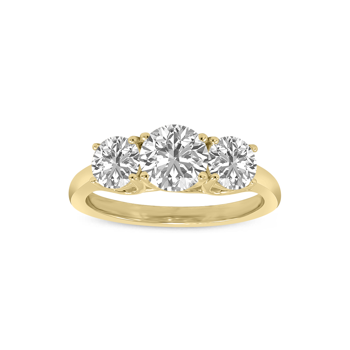 3 Carat TW Three Stone Lab Grown Diamond Ring in 14K Yellow Gold