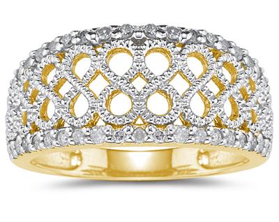 Diamond Rope Twist Ring in Yellow Gold