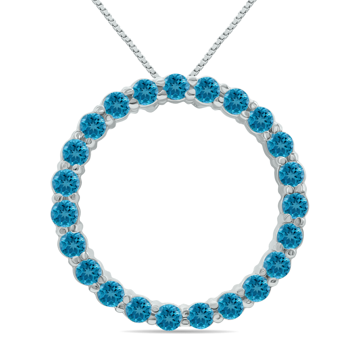 Blue Topaz Circle Pendant in .925 Sterling Silver