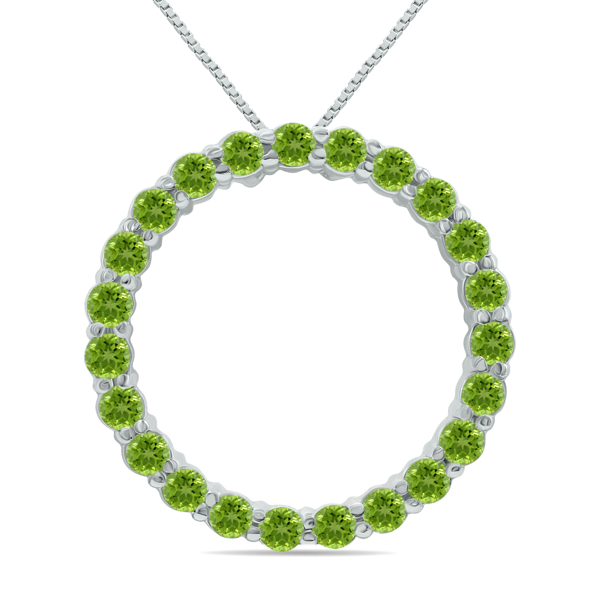 Peridot Circle Pendant in.925 Sterling Silver