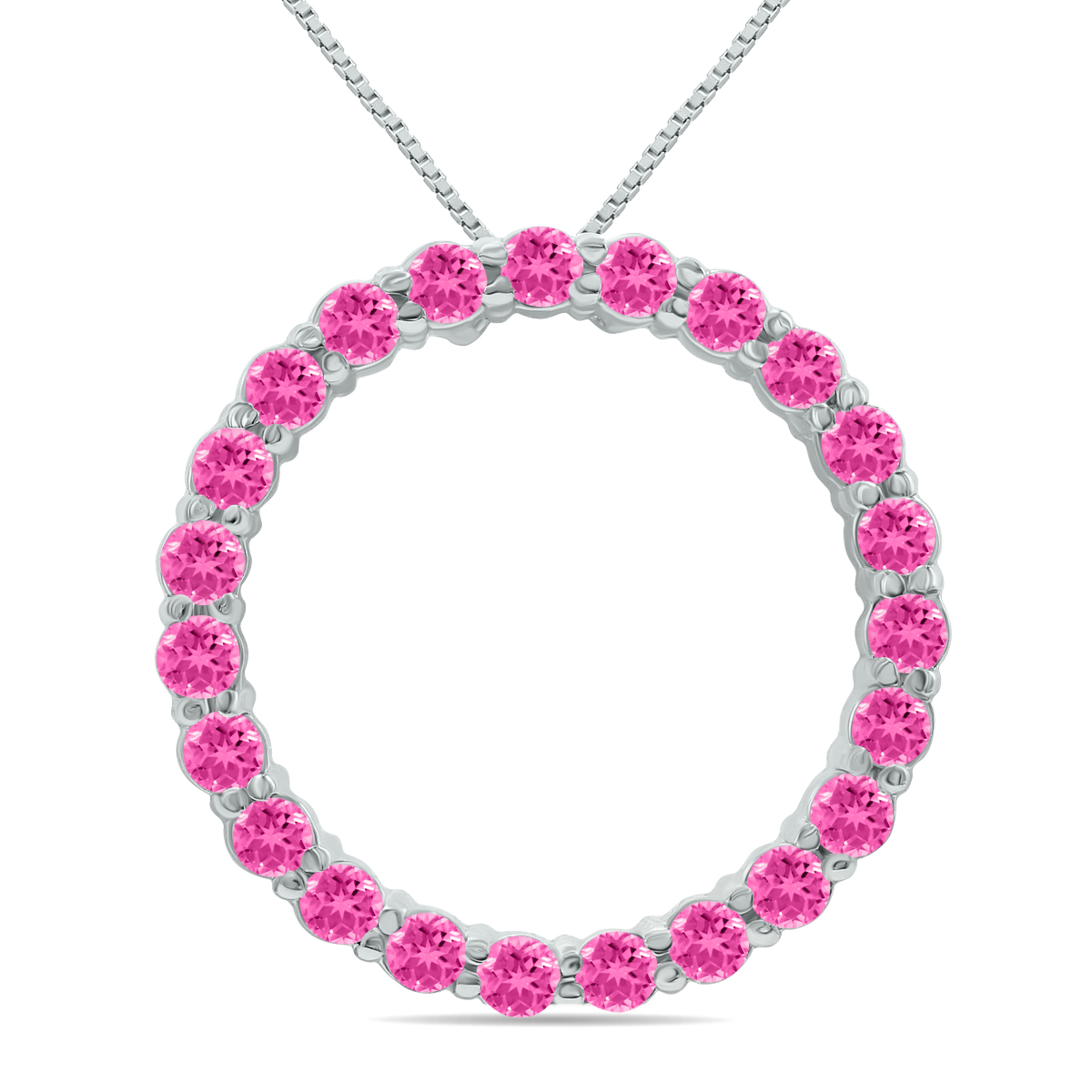 Pink Topaz Circle Pendant in .925 Sterling Silver