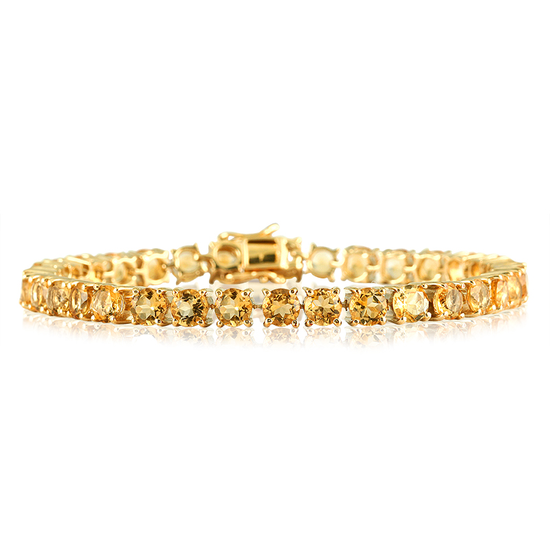 17 Carat Citrine Yellow Gold Plated Bracelet in .925 Sterling Silver