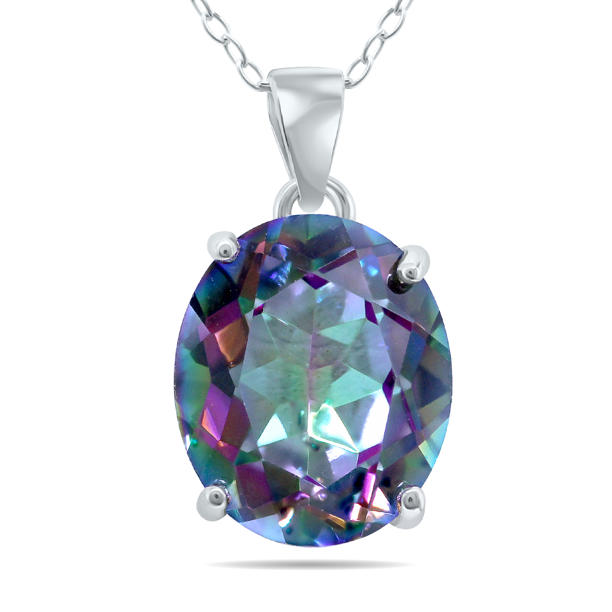 12X10mm Oval Mystic Topaz Pendant in .925 Sterling Silver